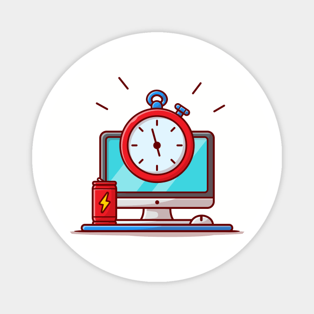 Time Work Cartoon Vector Icon Illustration Magnet by Catalyst Labs